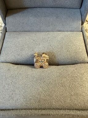 PANDORA Gold G585 Charm Topaz Baby Boy Carriage